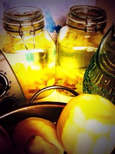 Let your lemon and alcohol sit for anywhere from 2 weeks to 2 months before adding the simple syrup and bottling.