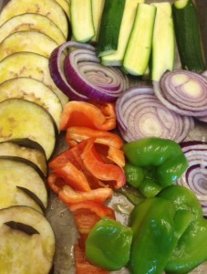 Vegetables cut for grilling.