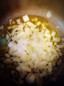 Cook onions in oil until start to look clear. 