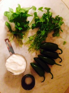 Mint Raita Ingredients. Garlic is opional.