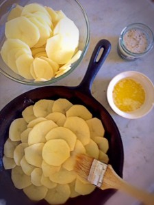 Sliced Potatoes, Butter, Salt & Pepper.