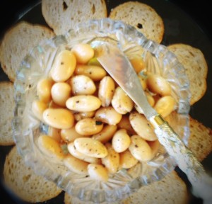 Canned Butter Beans with Olive Oil and Pepper.